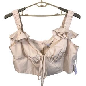 ASOS Luxe Curve NWT Cream Ruffle Rose Crop Top Milkmaid Cottage Plus Sz 24